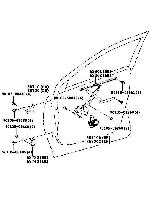 شیشه بالابر درب جلو راوفور