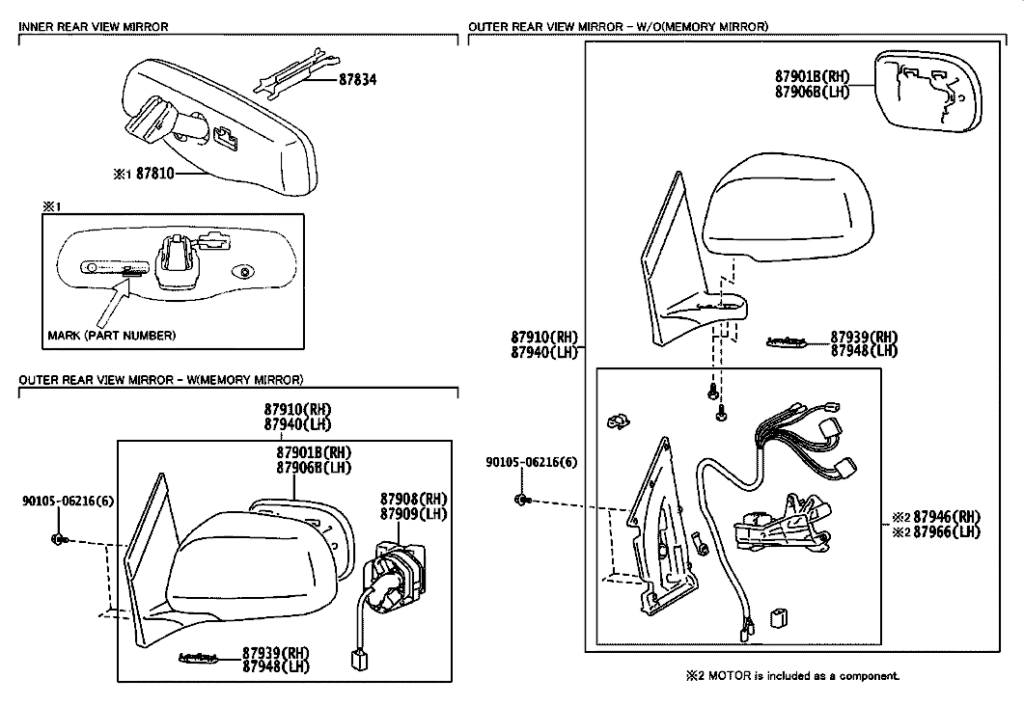 آیینه بغل 2008 RX350