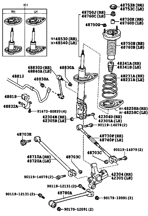کمک عقب لکسوس ES350 مدل 2007-2008-2009