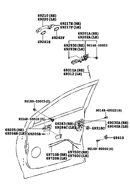دستگیره درب جلو RAV4